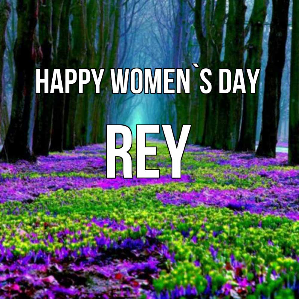 Greetings card с именем, Rey happy women`s day фиолетовые цветы в лесу 1 Greetings with text for free download 